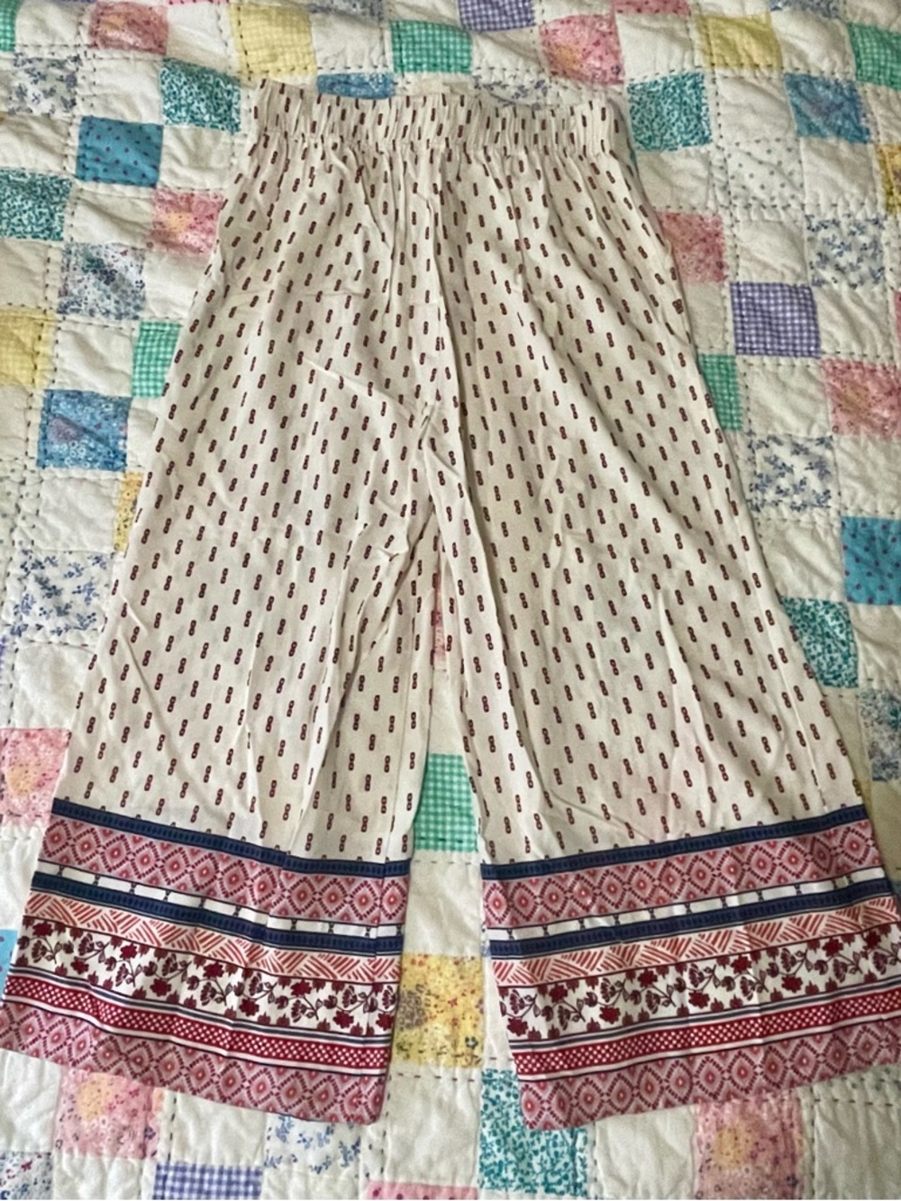 Altar'd State cream fabric with maroon embroidered pattern  medium